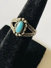 vintage Petite Sterling Silver Turquoise Native American Southwestern Ring 925