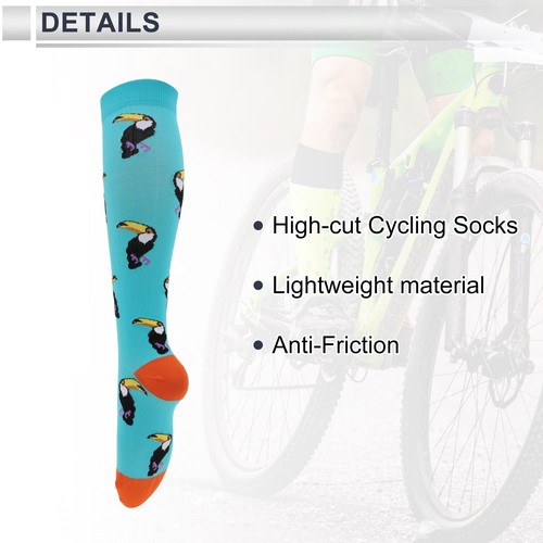 Cycling Socks Size M Nylon High-cut Cycling Socks Black Blue - Picture 5 of 8