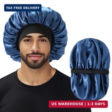 Bonnet for Men, Double Layer Hair Bonnet for Sleeping, Adjustable Balck Bonnet w