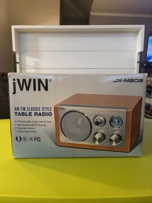 JWin FM AM Radio System JX-M202 Tested Wood Grain US. Brand New In Box - Bild 1 von 4