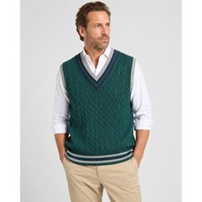 Brooks Brothers Cotton Cashmere Sweater Vest XL Green Cable Knit Preppy Academia