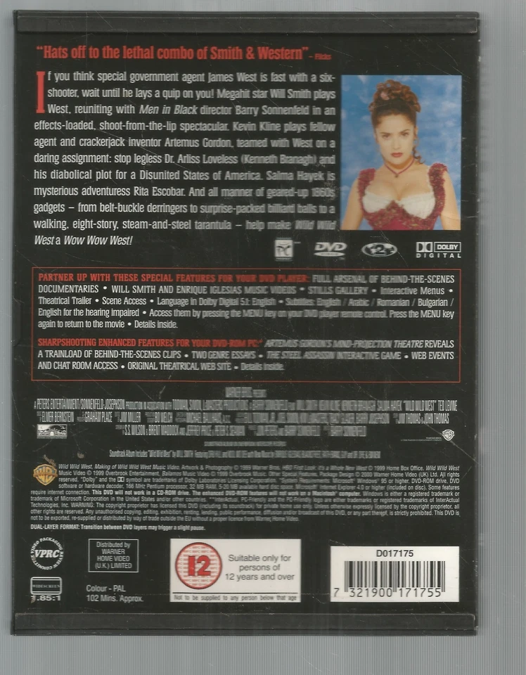 WILD WEST - Will Smith / Kevin Kline - (1999) - UK REGION 2 DVD - warner case - Image 2 of 3