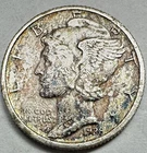 1928-D MERCURY DIME AU DETAILS CORROSION EARLY HIGHER GRADE CIRCULATED