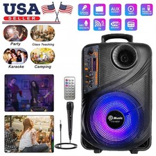Portable Bluetooth Speaker AUX SD/TF FM Radio Indoor Outdoor Remote Microphone