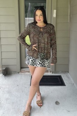 Vintage Onyx Nite Womens L Paisley Twin Set Cardigan Tank Top Y2K Made USA