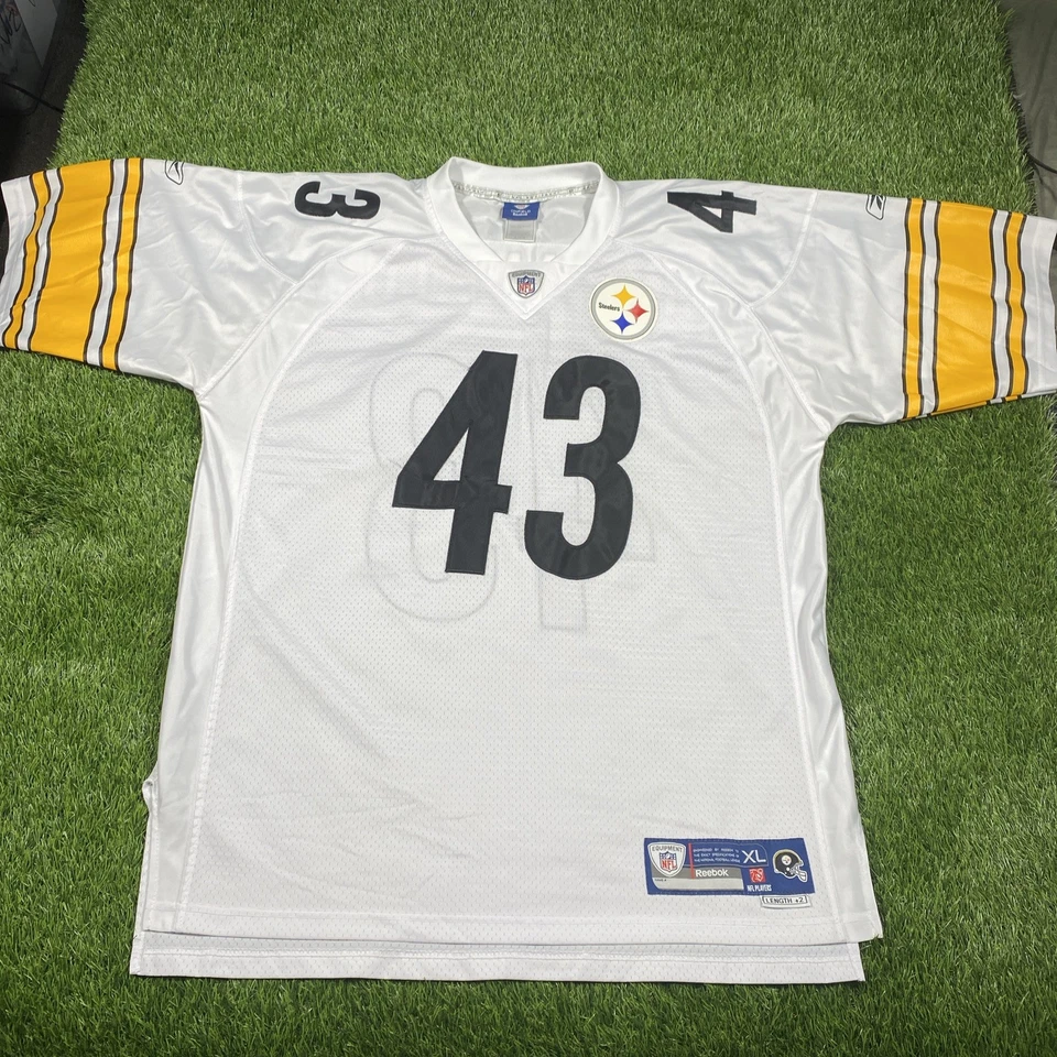 Camiseta deportiva Troy Polamalu Pittsburgh Steelers Reebok para hombre XL +2 blanca cosida NFL #43 Foto 2 de 4