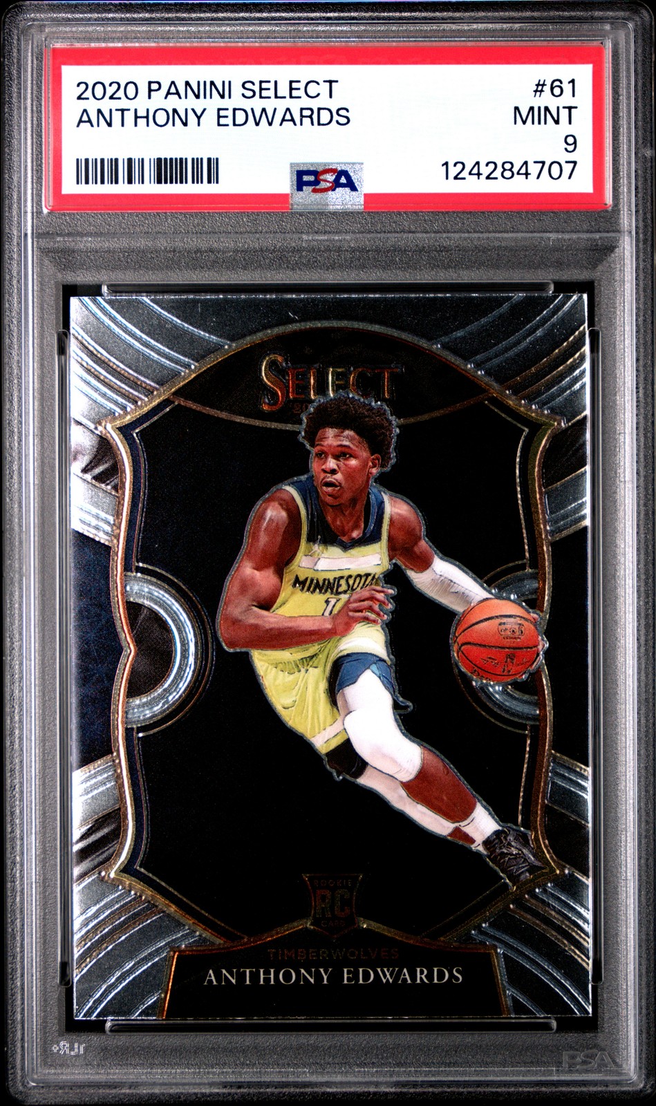 2020 Panini Select #61 Anthony Edwards Prizm Rookie Card RC PSA 9 Mint