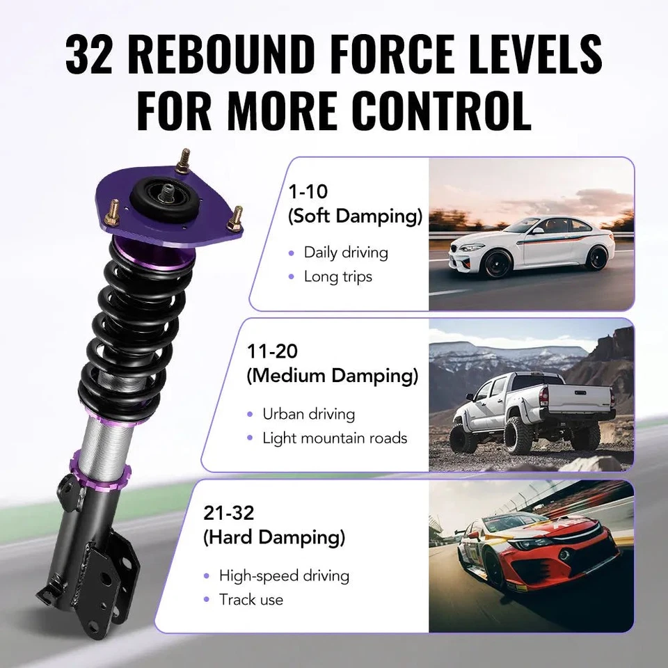 32 Levels Damper Coilovers for 2007-2012 Nissan Sentra B16 Shock Absorber Struts Foto 3 de 4