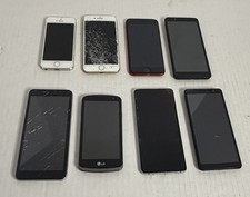 Cell Phones Lot Of 8 Phone Apple Samsung LG Sky Mixed Broken Parts Only