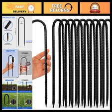 Heavy Duty Trampoline Stakes 12" 10-Pack - Ground Anchors for High Wind, Fence