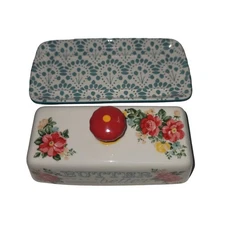 Pioneer Woman Butter makes everyting Better Poreclain covered dish stick floral