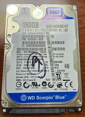 Western Digital Blue 160GB Internal 5400RPM 2.5'' (WD1600BEVT) HDD