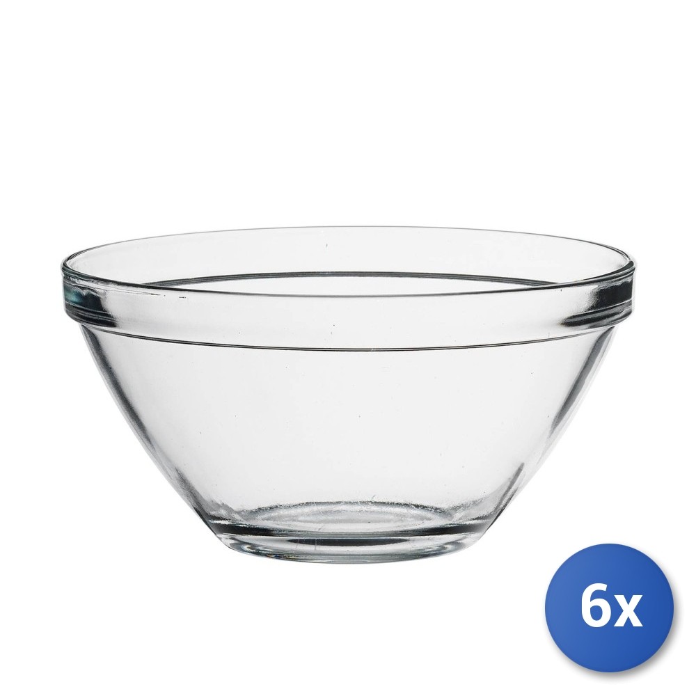 6X Stackable Glass Cups Pompeii 17 Cm Bormioli Rocco