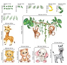 Cute Jungle Animals Wall Decals – Bright, Removable Stickers For Kids' Rooms, Nursery, Daycare, Easy Peel & Stick - View #2