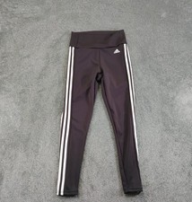 Adidas Leggings Womens Small Black White 3 Stripe Athletic Gym Training