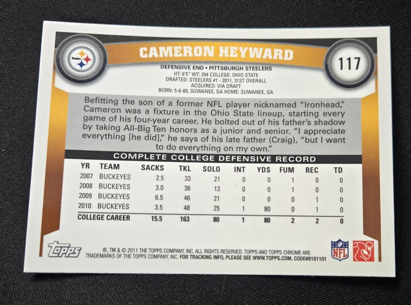 2011 Topps Chrome Cameron Heyward #117 Rookie RC