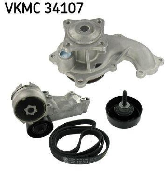 SKF Wasserpumpe + Keilrippenriemensatz FüR Fahrzeuge Mit Klimaanlage Vkmc 34107-image