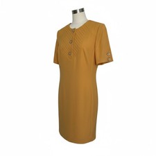 Valentino Orange Shift Dress Vintage 90s Size IT 38 US 4 Miss V Button Up Italy