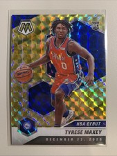 2020-21 Panini Mosaic Tyrese Maxey #263 RC Rookie NBA Debut Reactive Yellow