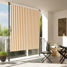 WALPLUS Outdoor Roller Blind Orange White 200x270 cm Fabric Steel Patio