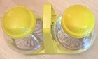 Vintage MCM Hazel Atlas-Federal Tool Corp Salt & Pepper Glass Shaker Set W/tote