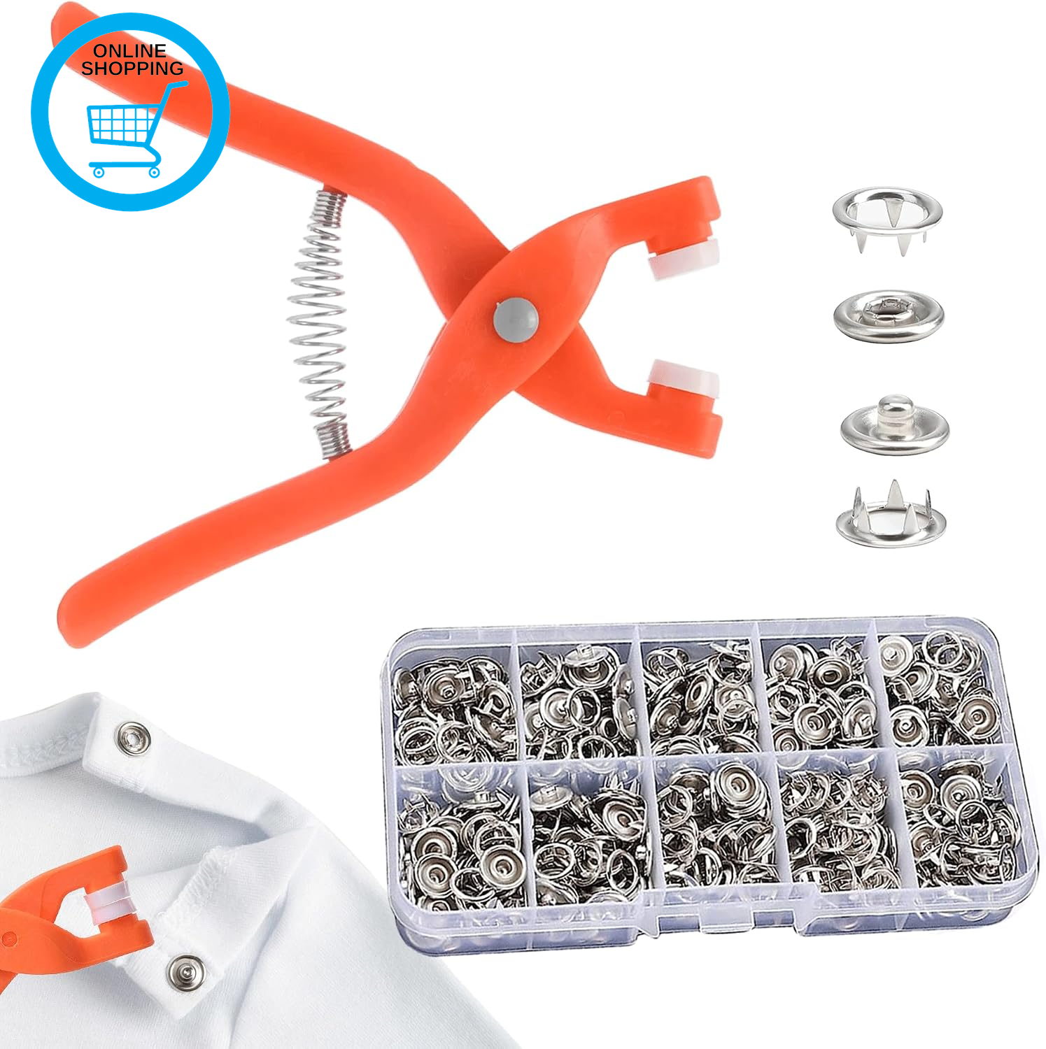 400PCS Press Studs Silver Metal Snap Button Fastener Kit with Snaps Pliers Steel