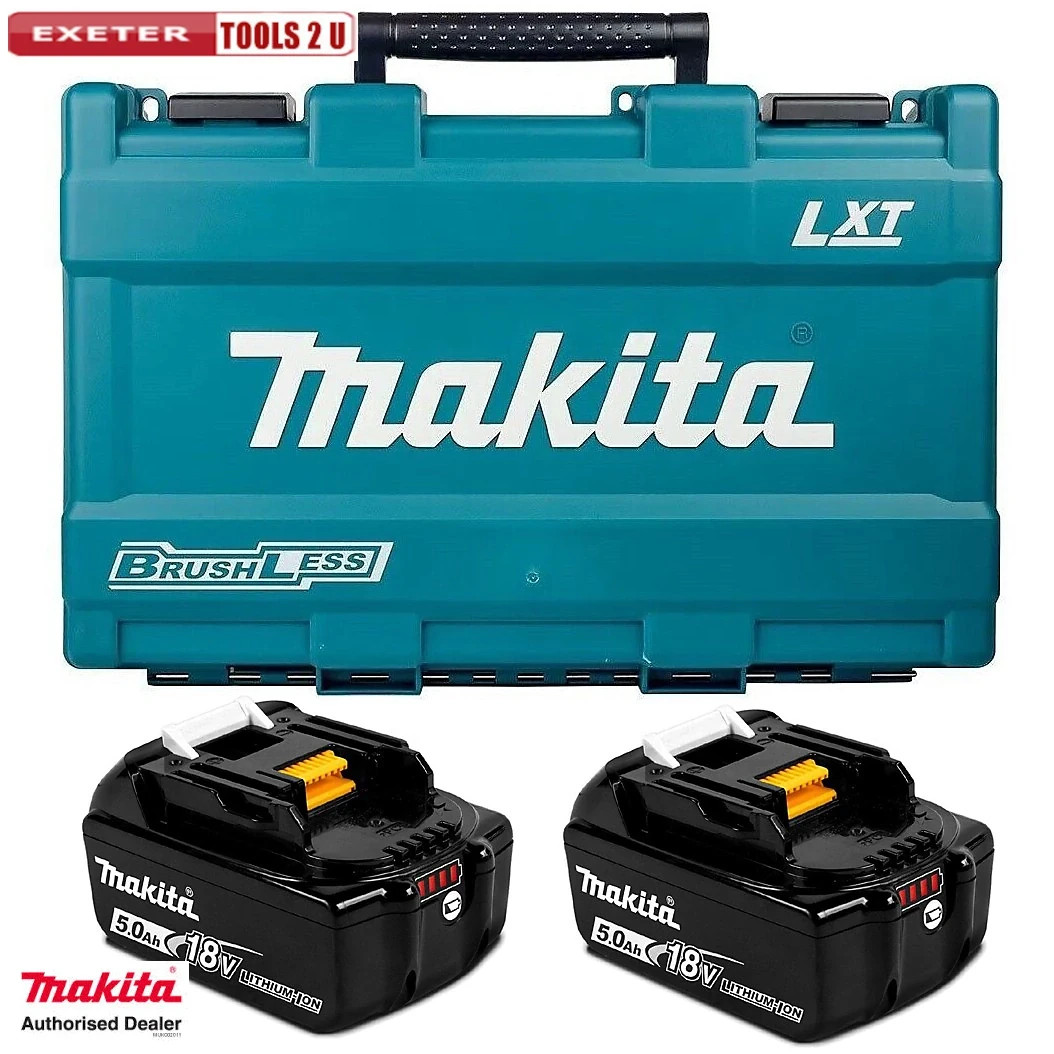 Makita BL1850B LXT 18v 5.0Ah Li-Ion Batteries x 2 + Makita Twin Kit Tool case