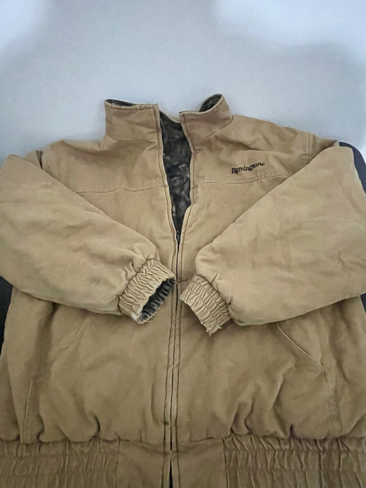 Remington Men’s Realtree Hunting Jacket Tan & Camo Reversible Insulated Large