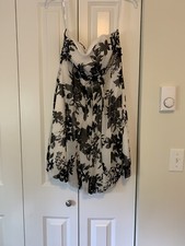 davids bridal black white bridesmaid dress bubble skirt size 10