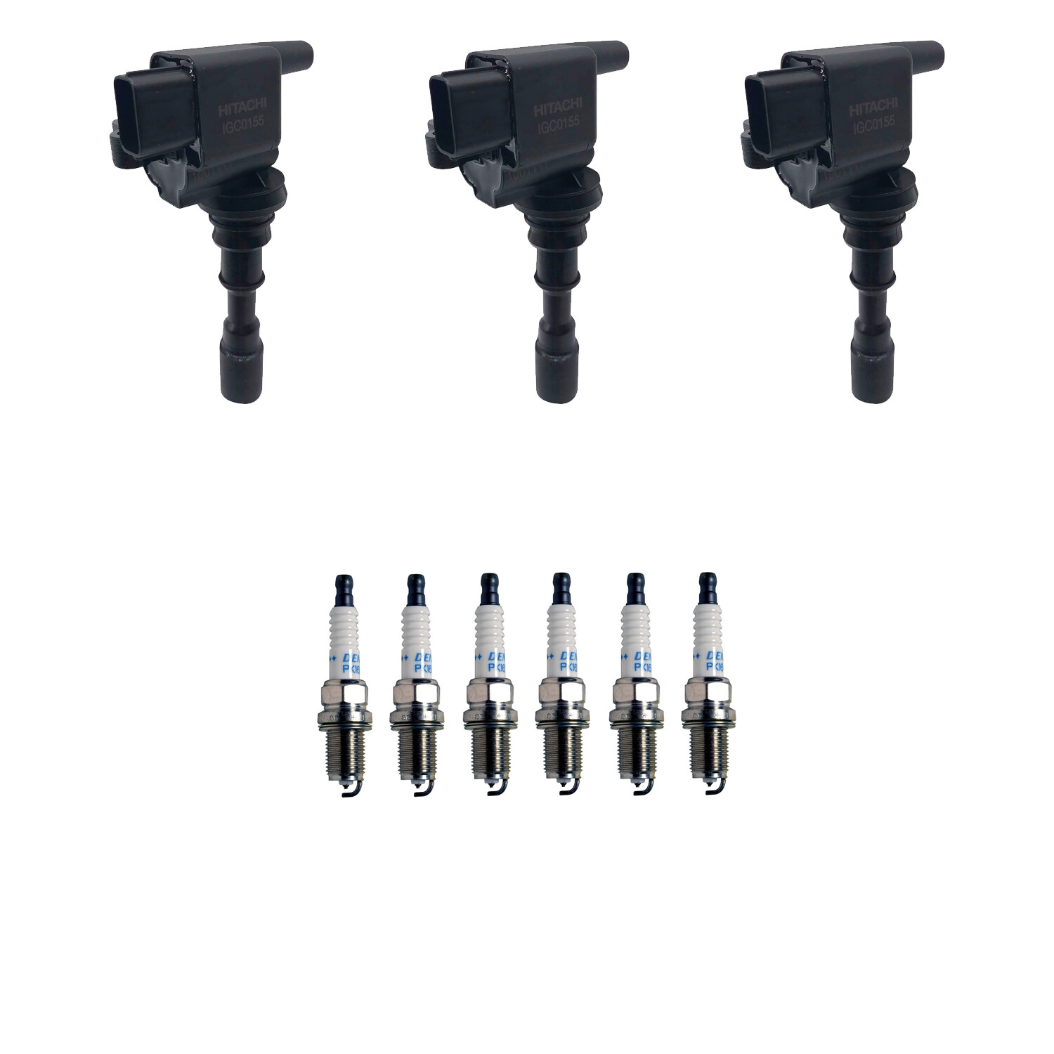Hitachi 3 Ignition Coil 6 Denso Platinum Spark Plugs Kit For Sorento 3.5 V6