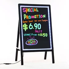 Large Foldable LED Writing Board Menu Sign Flashing Erasable Indr/Outdoor 19x26"