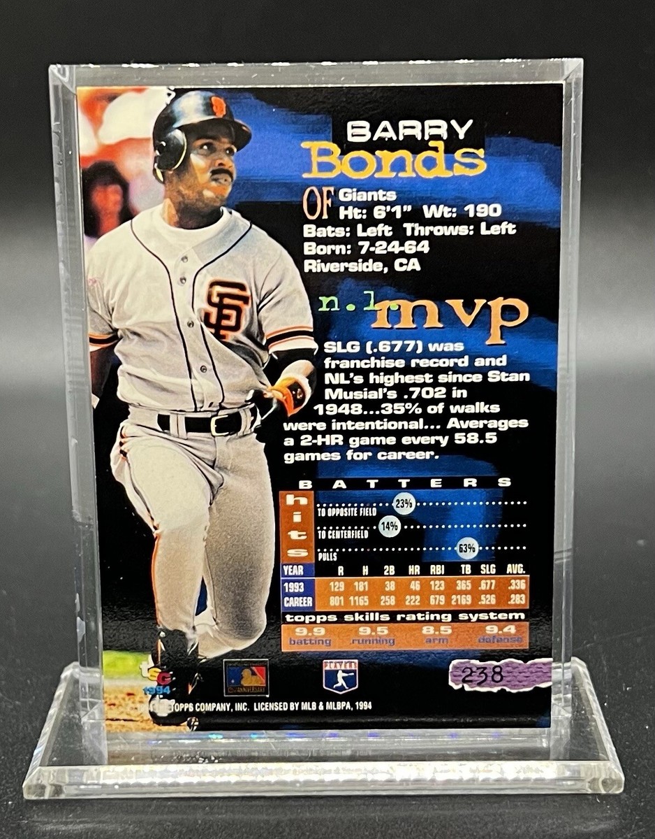 Barry Bonds Topps Stadium Club #238 93 Award Winner Giants Pirates