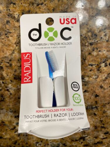 RADIUS Toothbrush The DOC White Razor Holder Suction Cup Mirror Counter Shower - Afbeelding 1 van 3