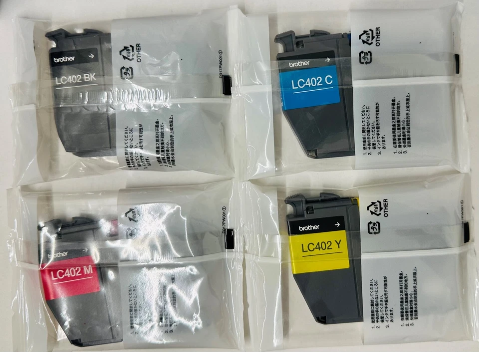 New Genuine Brother LC402 Black Cyan Magenta Yellow 4PK Ink Cartridges Bag - Image 2 of 2