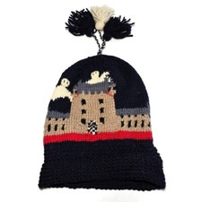 Rosaline Lane Castle Ghost Blue 100 Wool Winter Hat Beanie Tassles Hand Knit OS