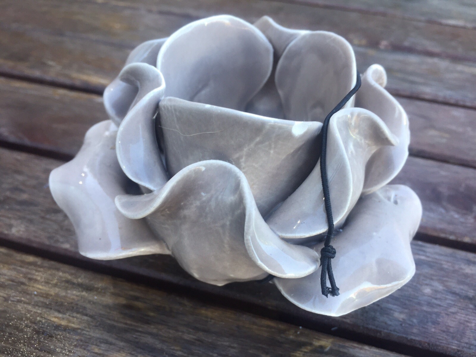 Parlane Taupe Glazed Ceramic Flower Tea light Candle Holder Second eBay