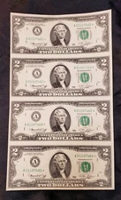 1976 $2 FRN 4 Note Uncut Sheet Boston Stars FR1935A*