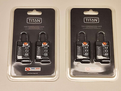 4er Set TITAN Tsa Combinator Lock Kofferschloss Zahlenschloss Reise NEU+OVP