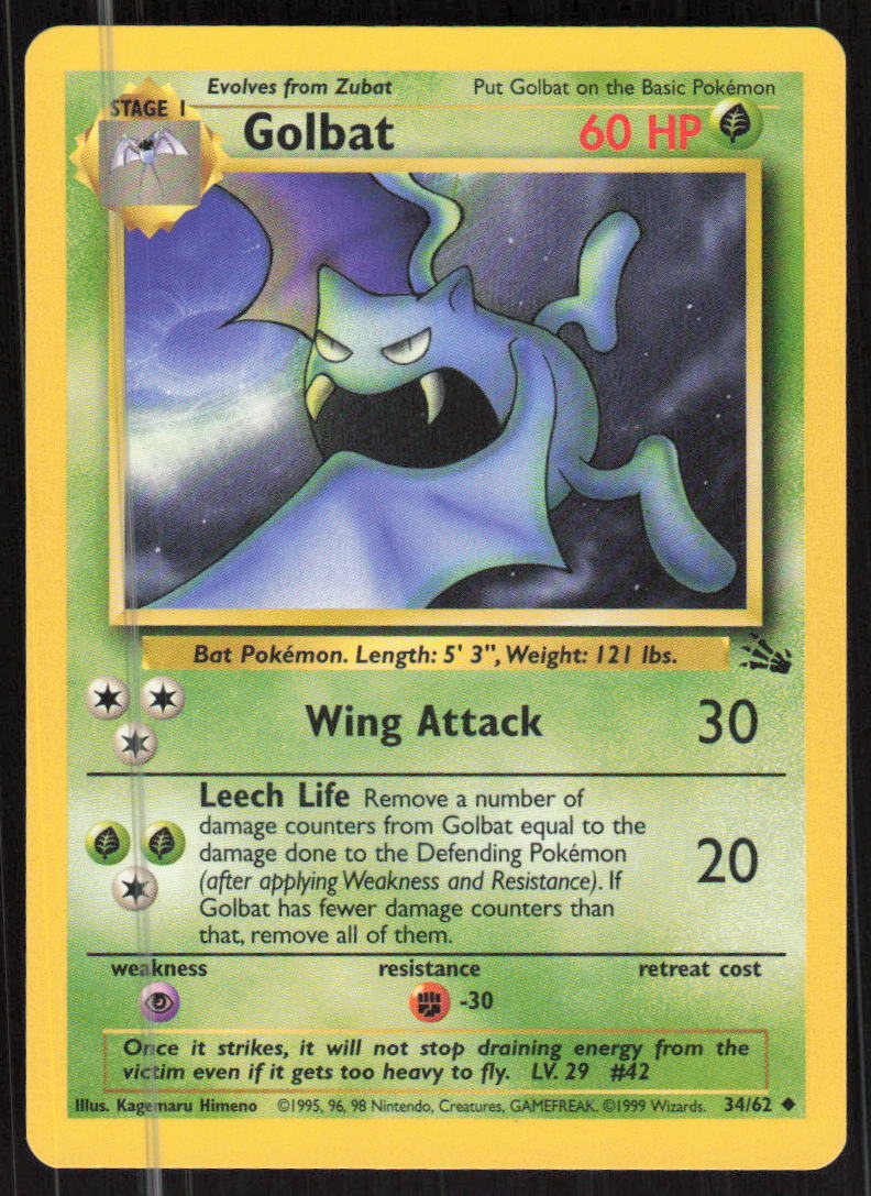 Pokemon TCG Fossil #34/62 Golbat NM