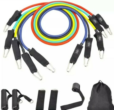 Set of 11 Resistance Bands, Portable Home Fitness Equipment