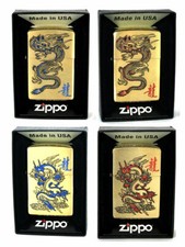Zippo Accendino Nuovo Blu O Red Dragon Alto Polish Oro Personalizzato IN USA