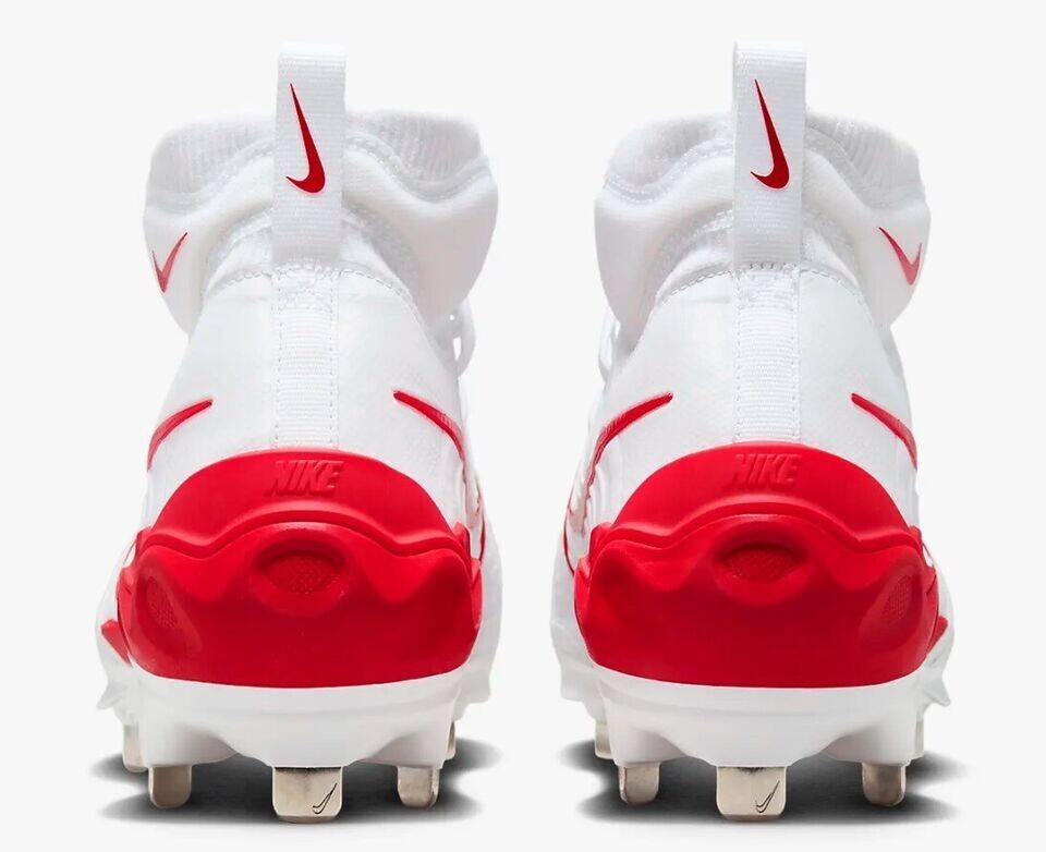 NEW Nike Alpha Huarache NXT Metal Baseball Cleats white red  display picture 3