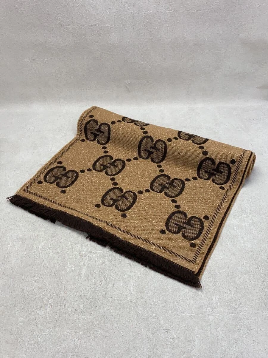 GUCCI Women's Scarf Wool Brown Total Pattern 598993 3GC15 Used