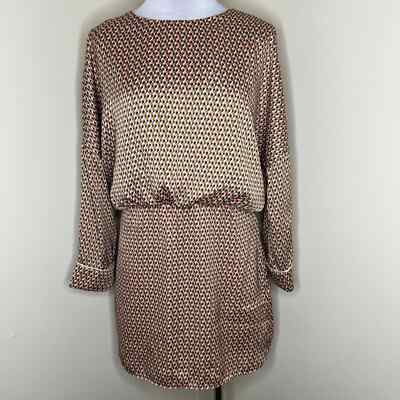 Zara Mini Blouson Dress Dolman Long Sleeve Geometric Party Open Back Medium NEW