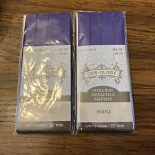 SEW OLOGY/Extra Wide/Double Fold/Bias Tape/Purple/1 PC.3 Yards.1/2 Wide