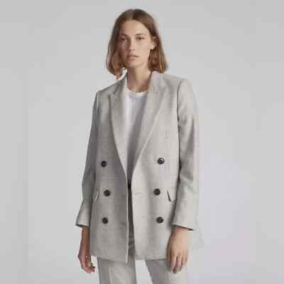 Rag and Bone Ellie boyfriend charcoal grey wool blend double