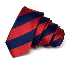 Skinny Silk Red Navy Stripe Necktie Men Youth Birthday Father s Day Gift Tie