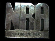 TH15111 GREAT NRA ACTIVE MEMBER NATIONAL RIFLE ASSOC. CHROME BELT BUCKLE
