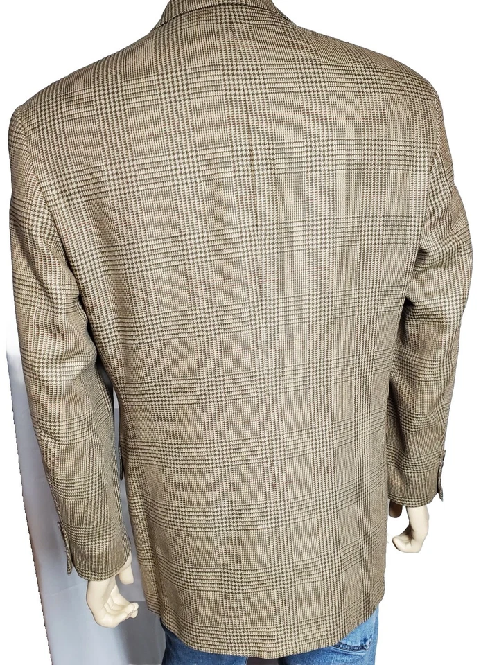 Chaps Ralph Lauren Blazer Hombre Talla 40R, Marrón Cuadros. Seda y lana de colección usado en excelente estado Foto 3 de 4