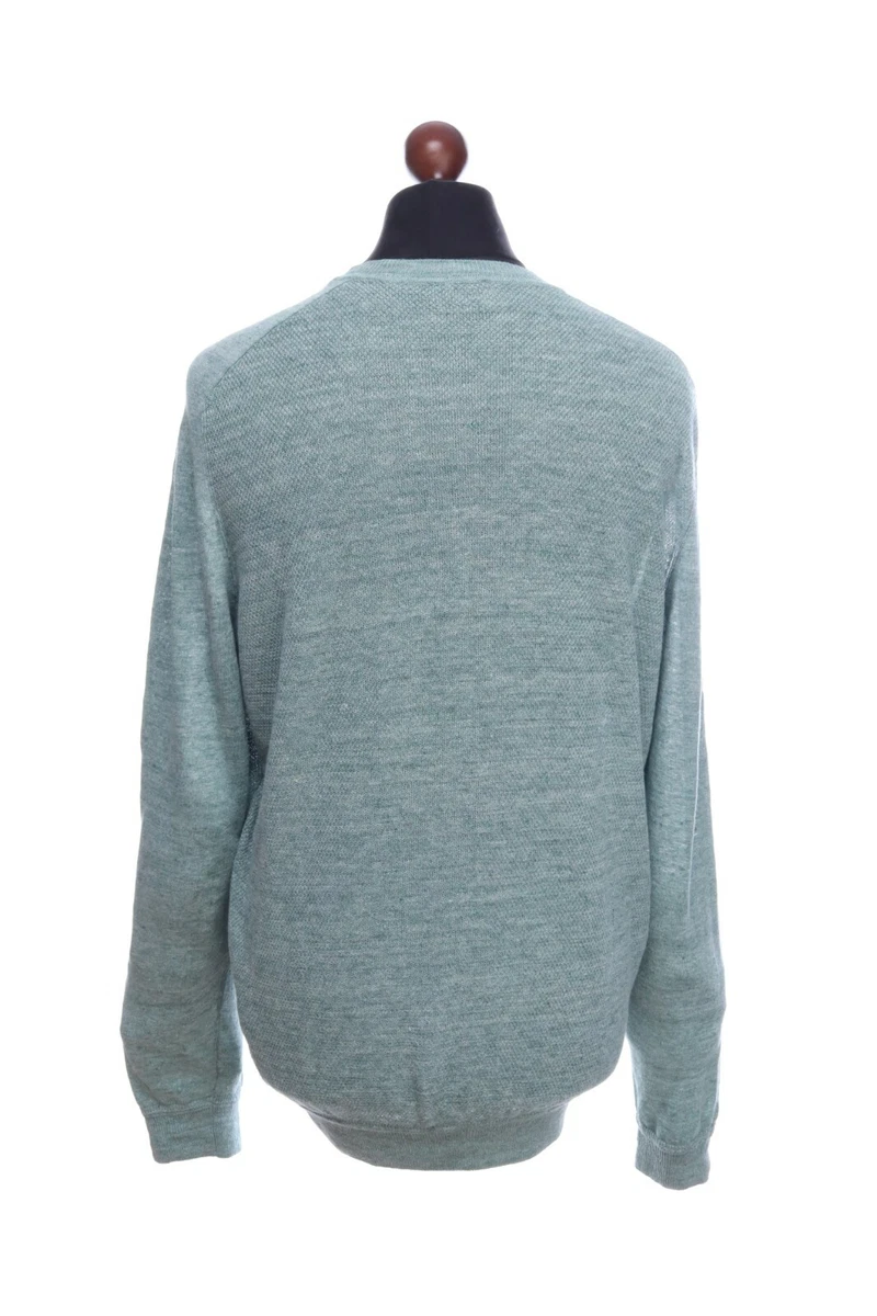 HUGO BOSS Mint Linen Crew Neck Long Sleeve Sweater Jumper Size XL